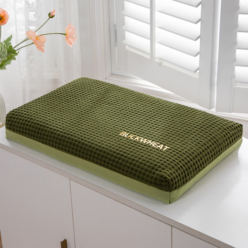 约克罗兰 全棉华夫格荞麦养颜枕烫金工艺草本枕YKZ4404 灰色 30*50cm