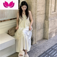 七斓甜美奶乖裙子套装女装针织开衫外套上衣春季吊带连衣裙气质套 均码 杏色连衣裙S