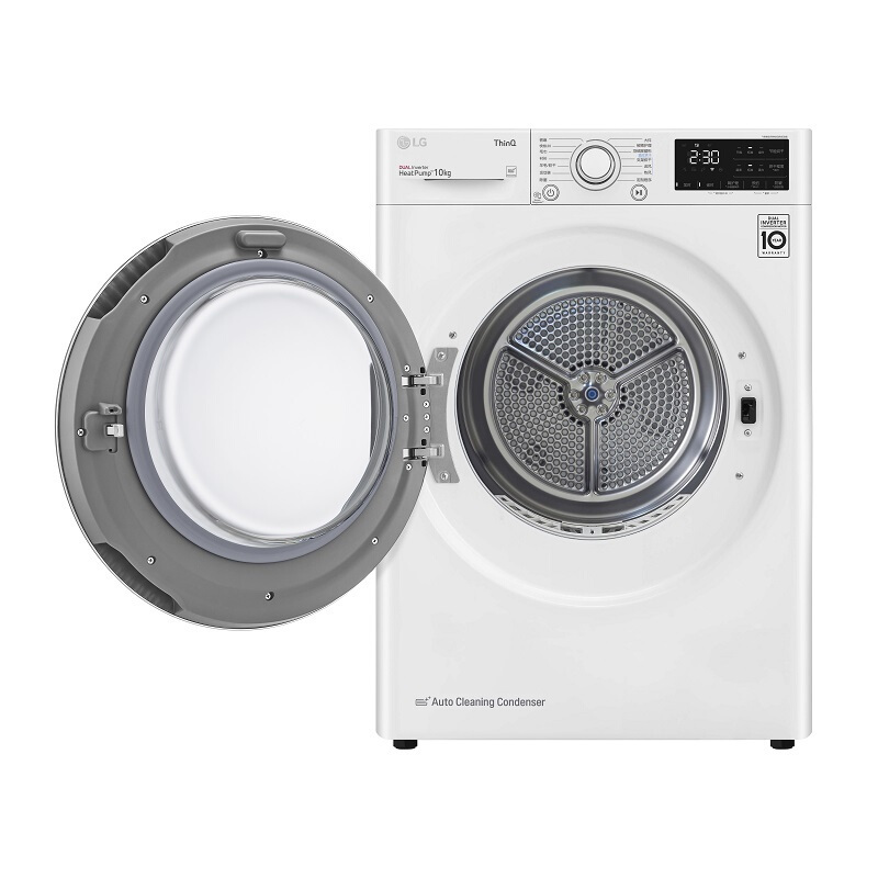 韩国原装进口LG RH10V3AV4W/SC 10KG烘干机高效除菌除螨热泵 双变频自动清洁滚筒干衣机 白色