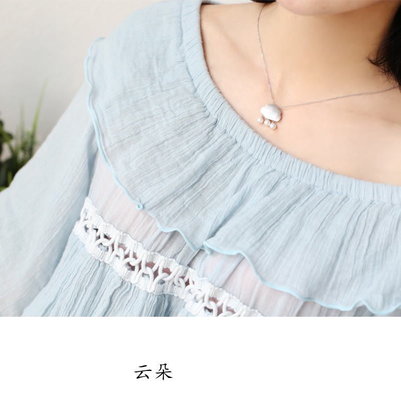 云朵项链小雨点挂件女款s925锁骨链颈链饰品送女朋友七夕情人节礼物