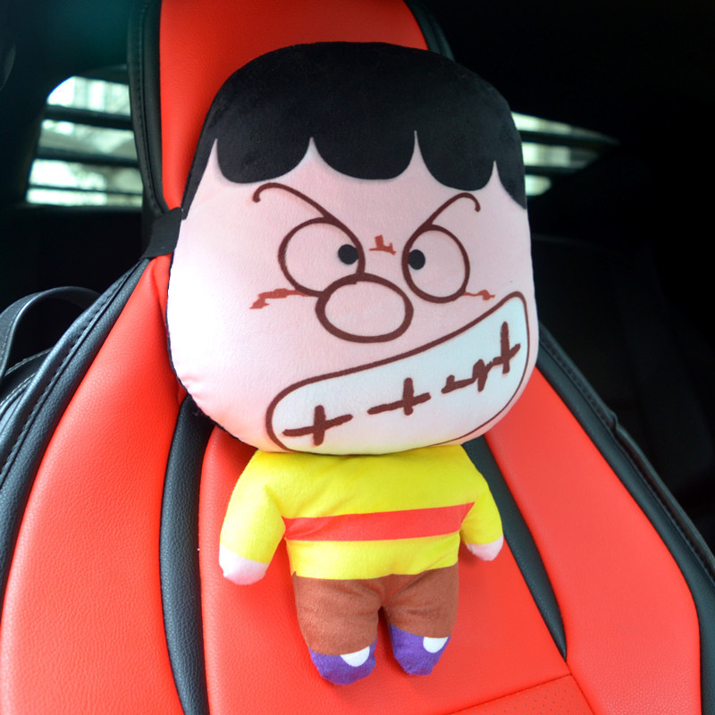 敬平汽车内饰装饰用品护颈枕汽车靠枕卡通可爱头靠腰靠四季通用女胖虎