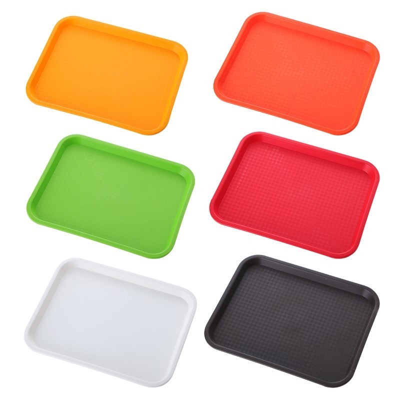 红色餐饮朔料饭店上菜用的托盘长方形餐厅加大平面白色水果橘红色大号