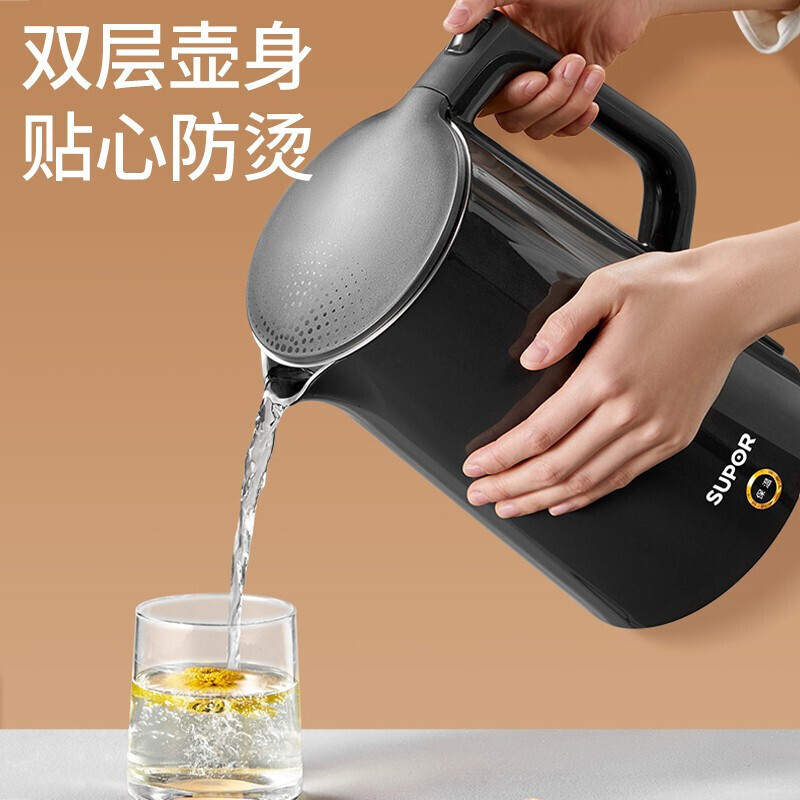 苏泊尔(SUPOR)电水壶电热水壶烧水壶开水壶煮水壶热水壶一键保温1.7L双层防烫316L不锈钢内胆SW-17J12P高清大图
