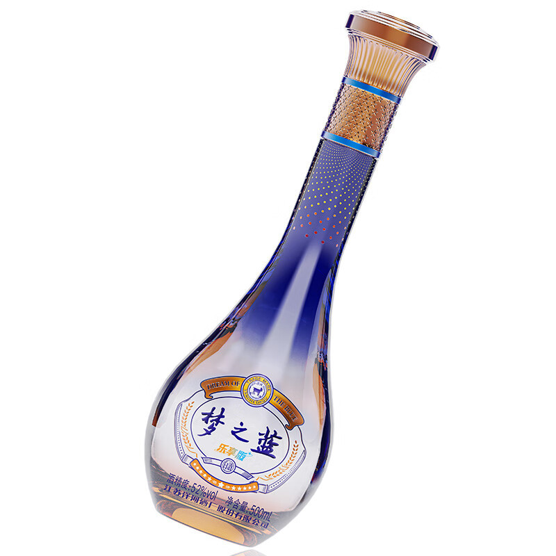 洋河梦之蓝 乐享版 52度 500ml单瓶装 绵柔浓香型白酒