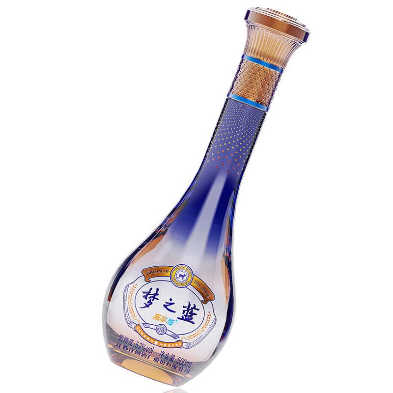 洋河梦之蓝乐享版52度500ml单瓶装绵柔浓香型白酒【价格图片品牌报价