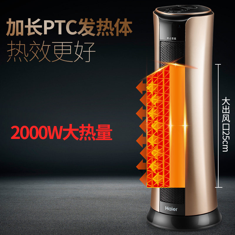 海尔(Haier)取暖器HN2006小型立式电暖风机家用浴室电暖气器速热节能省电三档调节恒温摇头倾倒断电烤火炉