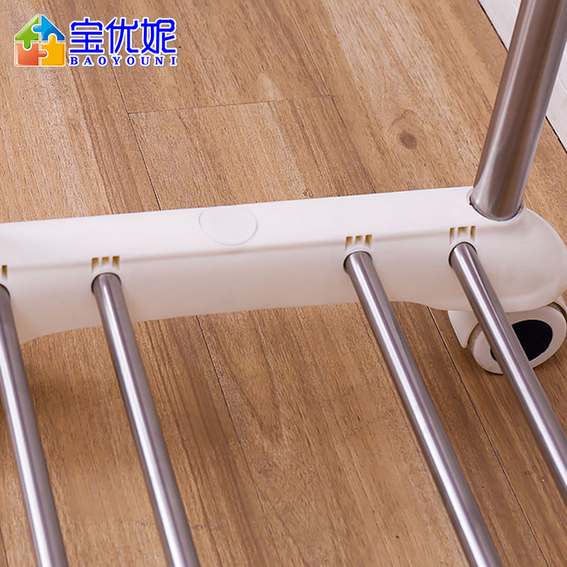 宝优妮 晾衣架落地双杆式不锈钢室内衣架伸缩晾衣服架简易晒衣架家用移动挂衣架 新款加长款象牙色高清大图