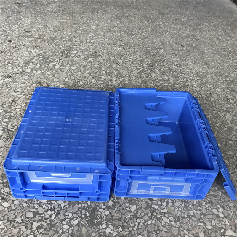 4315-148塑料物流箱 翻盖平盖物流箱 上海汽配灰色蓝色物流箱