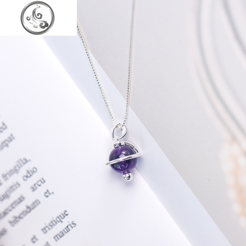 盖亚之心十二星座守护石项链纯银天然水晶吊坠简约锁骨链不褪色jimi