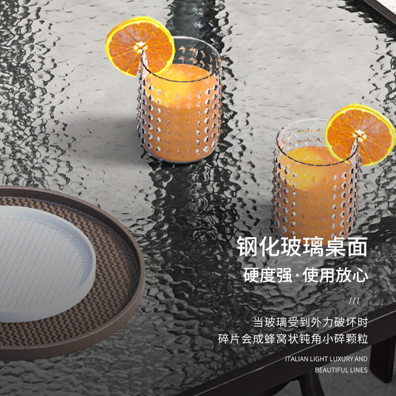 金菲罗格露天户外休闲桌椅组合 6+1[玻璃长桌80x130]高清大图