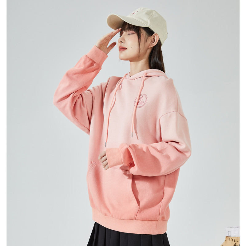 唐狮卫衣女春秋季连帽渐变上衣韩版宽松少女学院风套头衫百搭