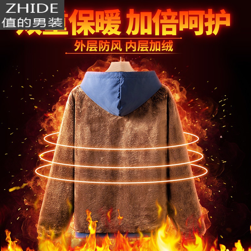 SUNTEK外套男秋冬季休闲大码百搭风衣国潮胖子男装加绒加厚衣服男士夹克风衣高清大图