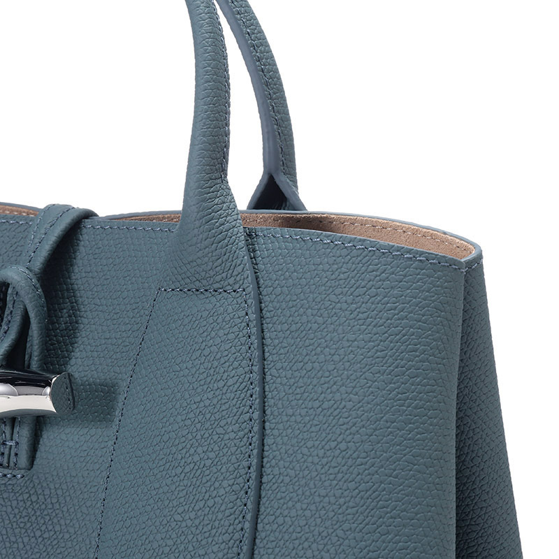 longchamp珑骧女士roseau系列牛皮中号手提单肩斜挎包竹节包比格包