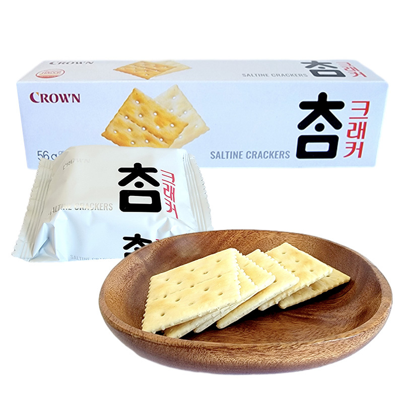 韩国CROWN克丽安太口饼干盒装56g(3小包)薄脆休闲零食下午茶