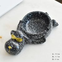 北欧家用可爱卡通动物牛年家居创意法斗客厅个性潮烟灰缸防飞灰