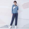 运动套装女宽松透气显瘦运动服跑步速干衣训练健身瑜伽服 S【建议：80-95斤左右】 灰蓝色两件套RTC27561