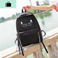 日系暗黑初高中女学生书包韩国ins港风复古工装双肩包帆布背包男NEWLAKE 猫黑色加厚版【没有挂件】