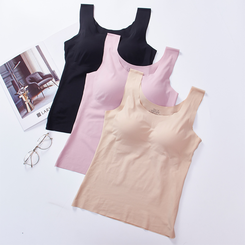 ideamini本命年大红色长款打底背心内衣女带胸垫无钢圈聚拢运动睡眠