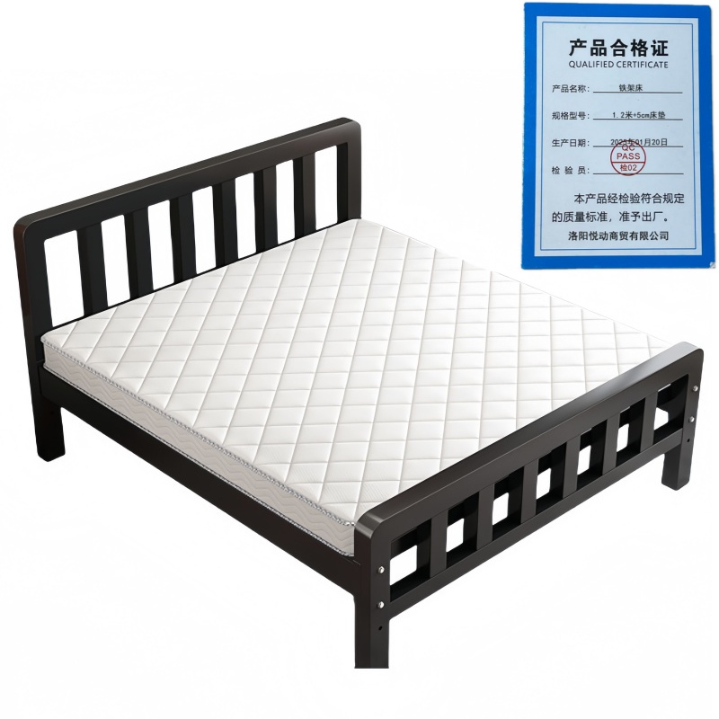 悦兴诚铁架床1.2米+5cm床垫套高清大图