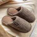 DREHA 情侣秋冬季室内保暖防滑厚底鞋 毛毛拖鞋 44-45(适合43-44的脚穿 )咖色