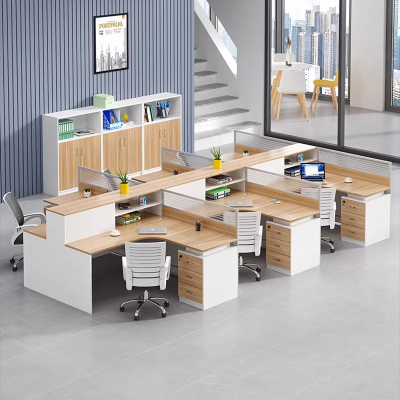 中豫鑫泽 ZYXZ5031409 职员桌屏风工位职员办公桌 干字型六人位含柜高清大图