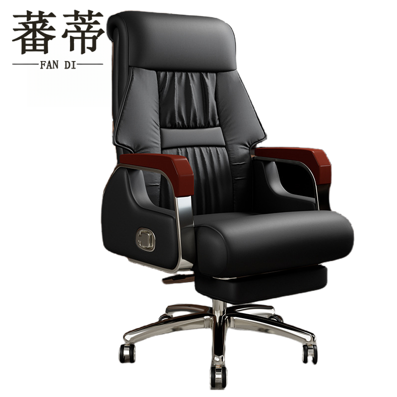 蕃蒂大班椅黑色牛皮把高清大图