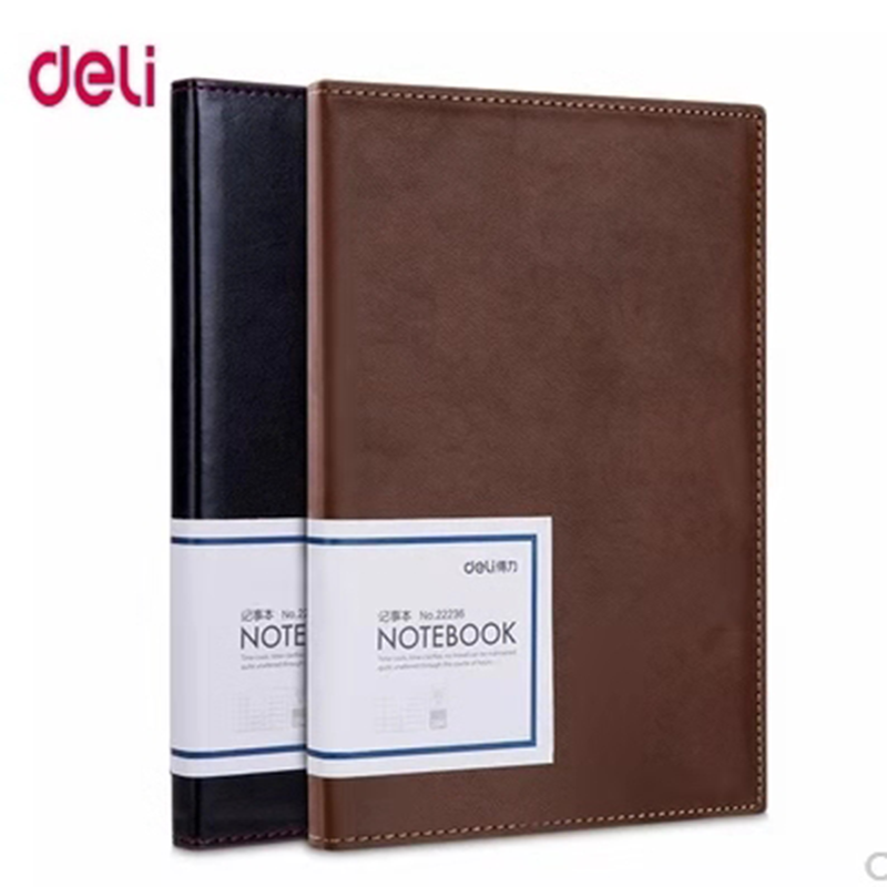 [精选]得力(deli) 22236皮面笔记本80g纸 记事本商务办公本子 A5(212*146mm)绅士棕