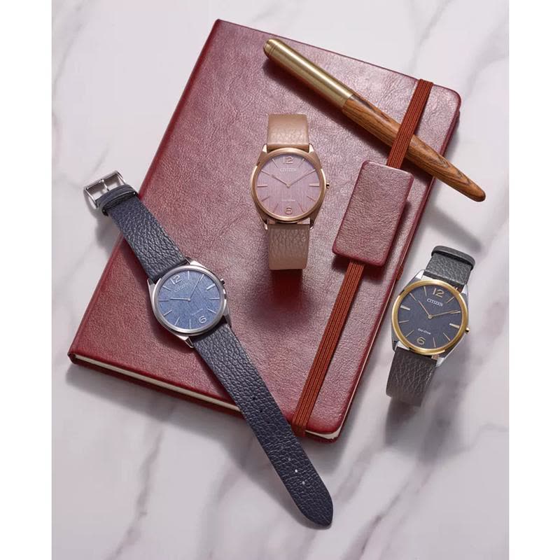 西铁城(CITIZEN)光动能石英表38mm复古风格防水金 tone表圈男款商务休闲手表图片