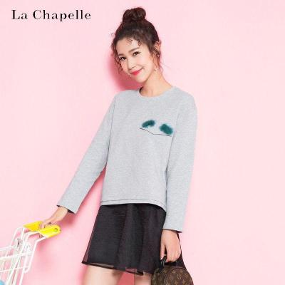 29.9元包邮    拉夏贝尔拉贝缇秋装新款韩版原宿显瘦百搭chic宽松圆领长袖卫衣女60004928