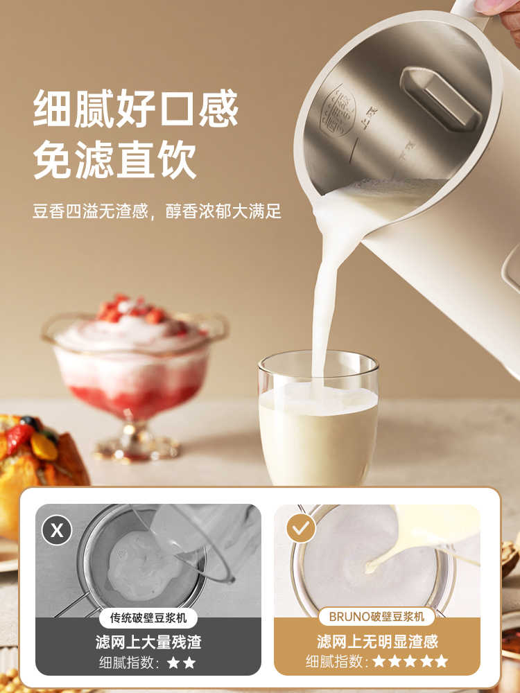 BRUNO 小舒颜破壁豆浆机0.8L(316L钛刀款)BZK-DJ08L02 象牙白高清大图