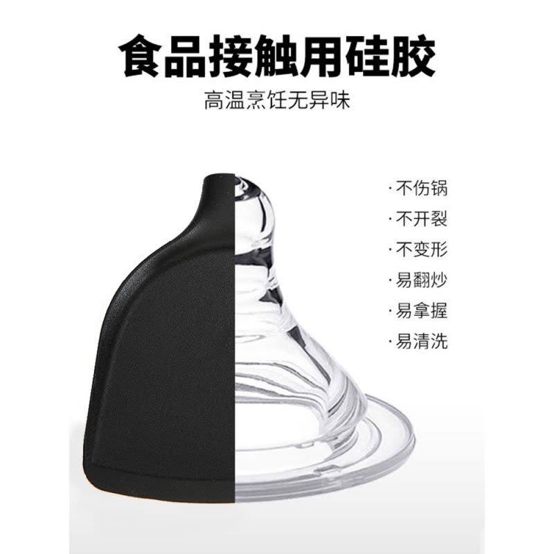 硅胶铲不粘锅专用锅铲汤勺漏勺饭勺套装可高温家用厨具炒菜铲子 敬平 黑色厨具五件套赠挂架+食物夹图片