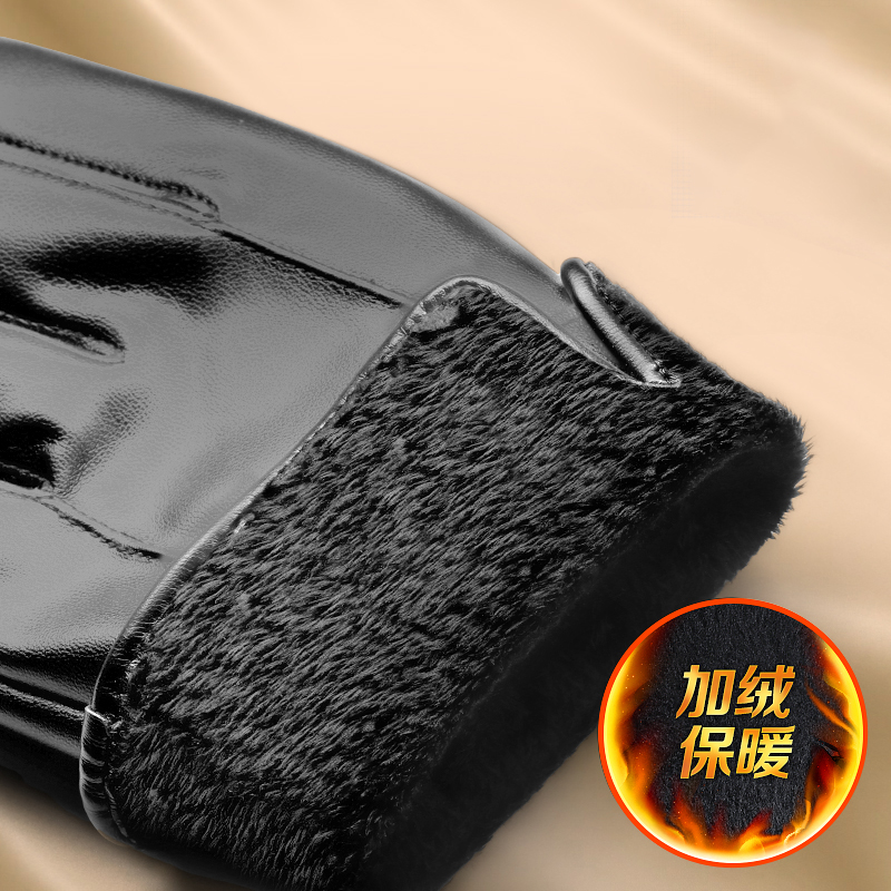 皮手套男士冬季骑行加绒加厚保暖防风防水触屏冬天摩托车骑车冬绒高清大图