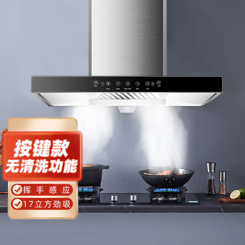欢呼好太太 大吸力欧式抽油烟机单烟机 吸油烟机直吸 家用顶吸式脱排吸烟机t型165T-2吸顶式按键款无清洗功能 自行安装