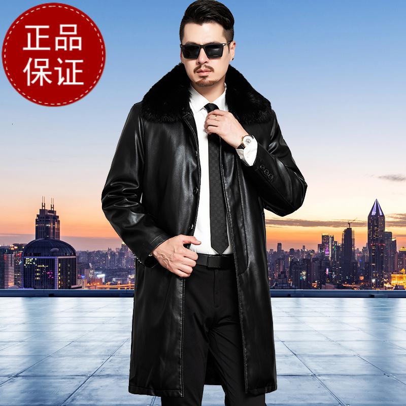 掉皮包换 海宁皮衣男中年爸爸装父亲真皮绵羊皮派克服冬季中长款貂皮外套早买早便宜高清大图