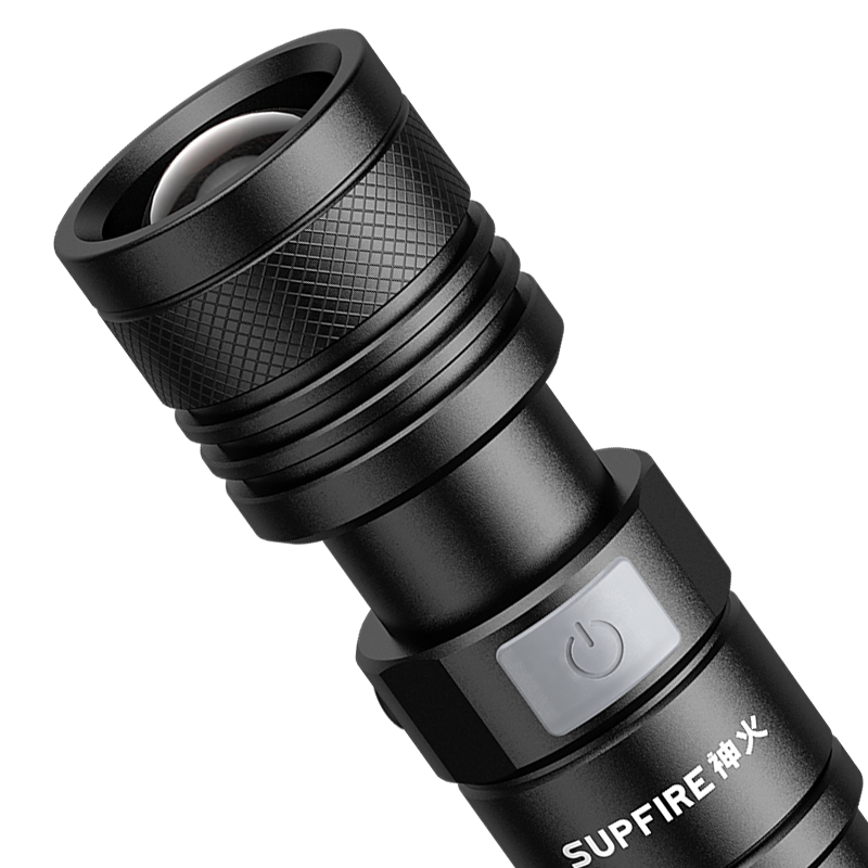 Supfire神火A2强光手电筒USB可充电电池远射变焦led迷你应急灯26650电池A2-S