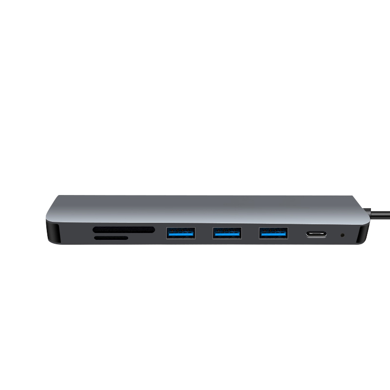 觅果 USB3.0高速扩展器分线器多口笔记本台式电脑外接一拖三多功能接口拓展坞PD专用供电+读卡器(7合一)