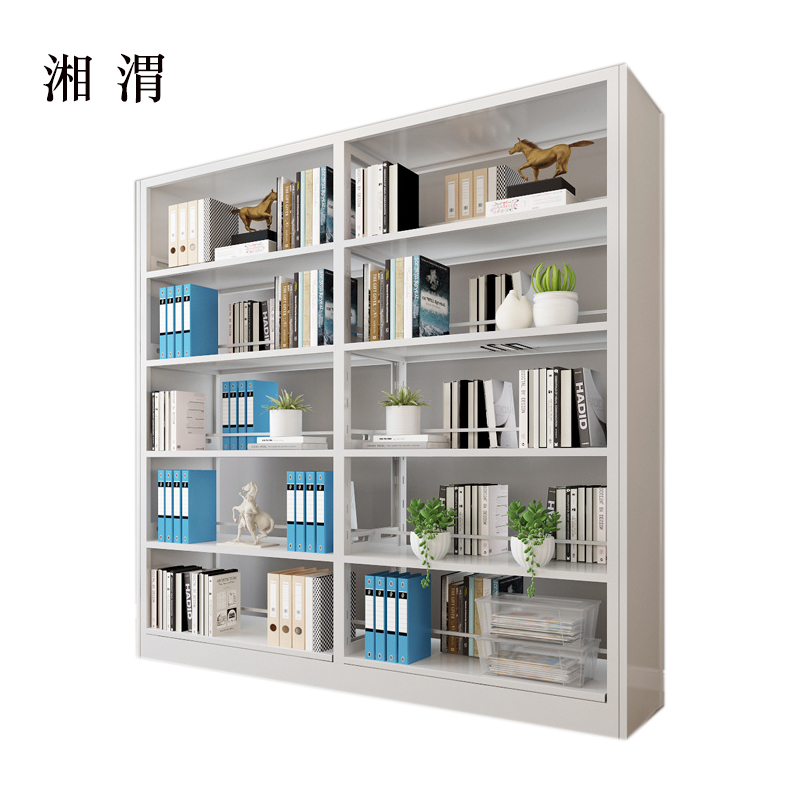 湘渭钢制置物架图书馆单双面书店阅览室货架档案架资料架双面一列二高清大图