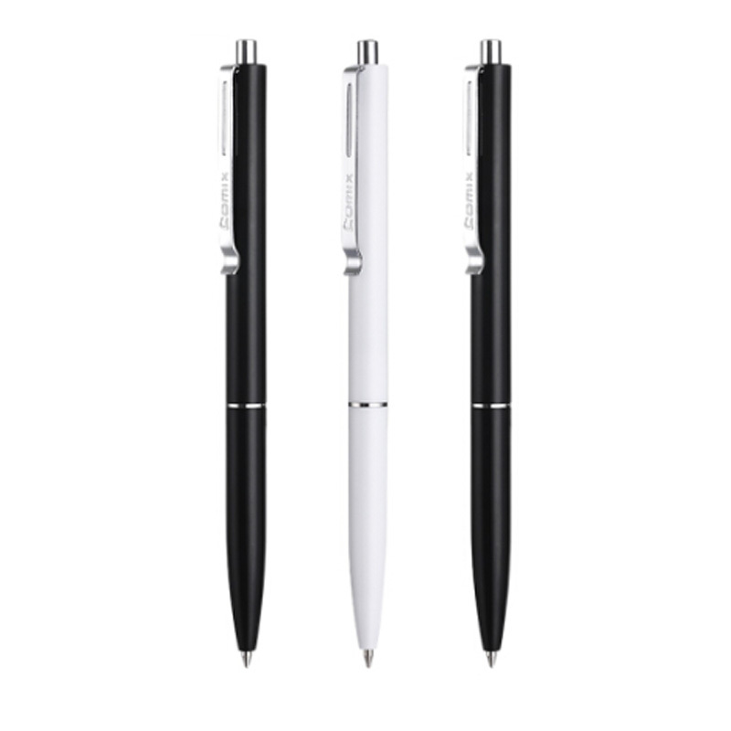 齐心BP105R 黑色按动圆珠笔中油笔0.5mm (12支/盒 )