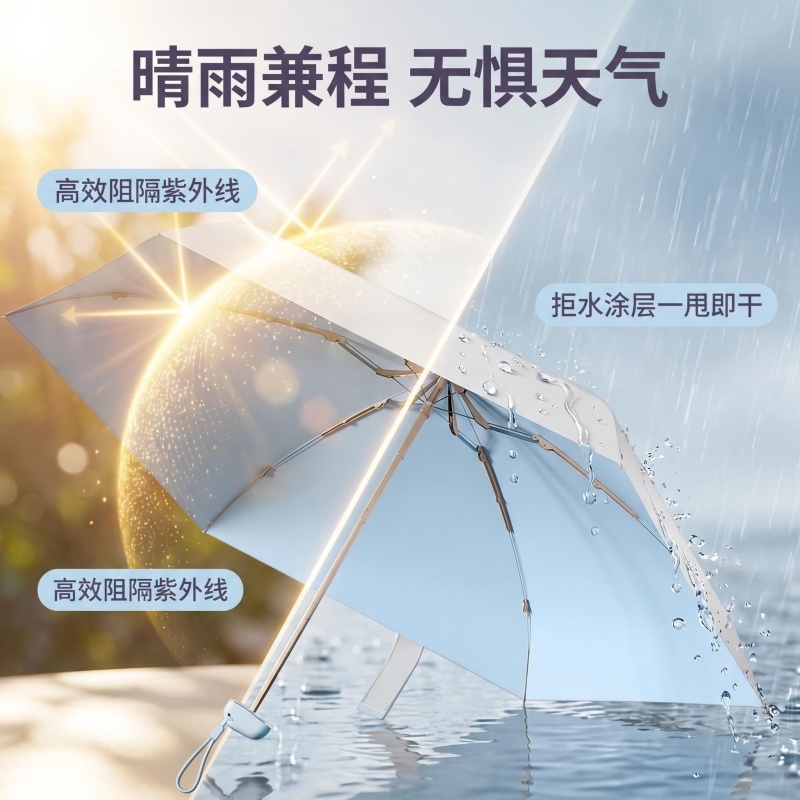 正雨银胶黑胶遮阳胶囊伞小巧便携女晴雨太阳折叠雨伞防晒防紫外线9063高清大图