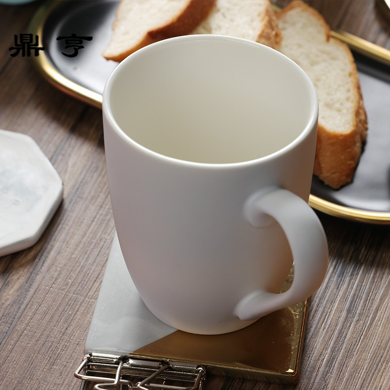 鼎亨创意可爱水杯陶瓷大容量带盖马克杯情侣水杯带勺咖啡杯牛奶杯