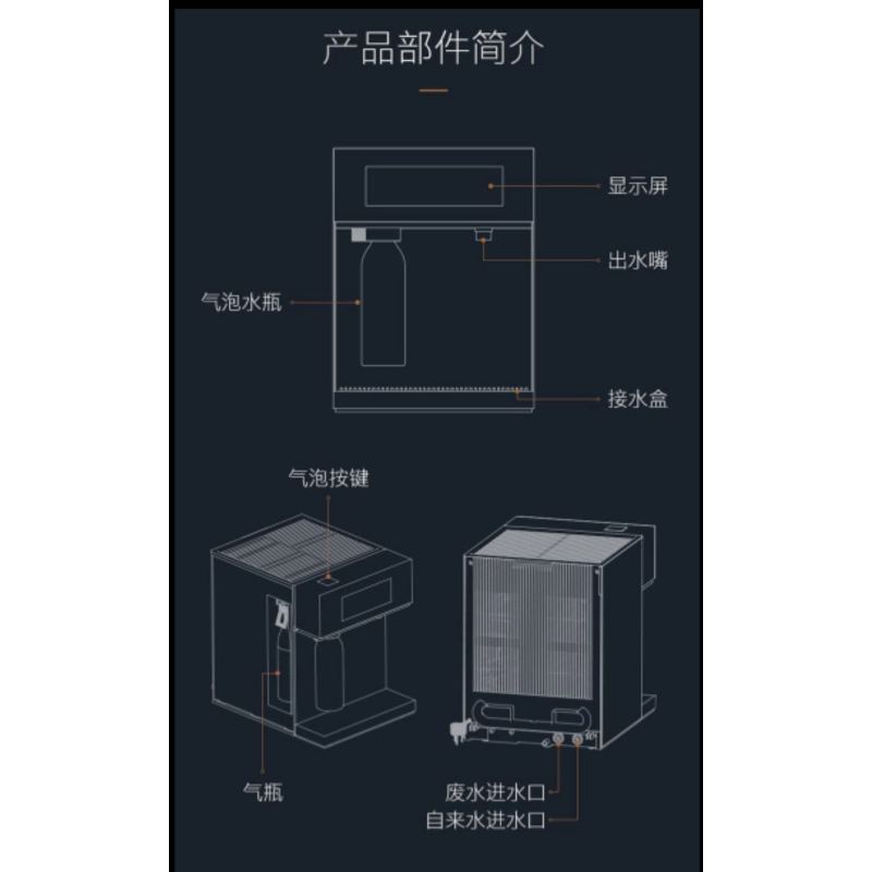 CWHO-DC163 台式净饮机 TFT屏显示 JJYT-0-ZJ 锆石蓝 用水管理系统 智能 COLMO