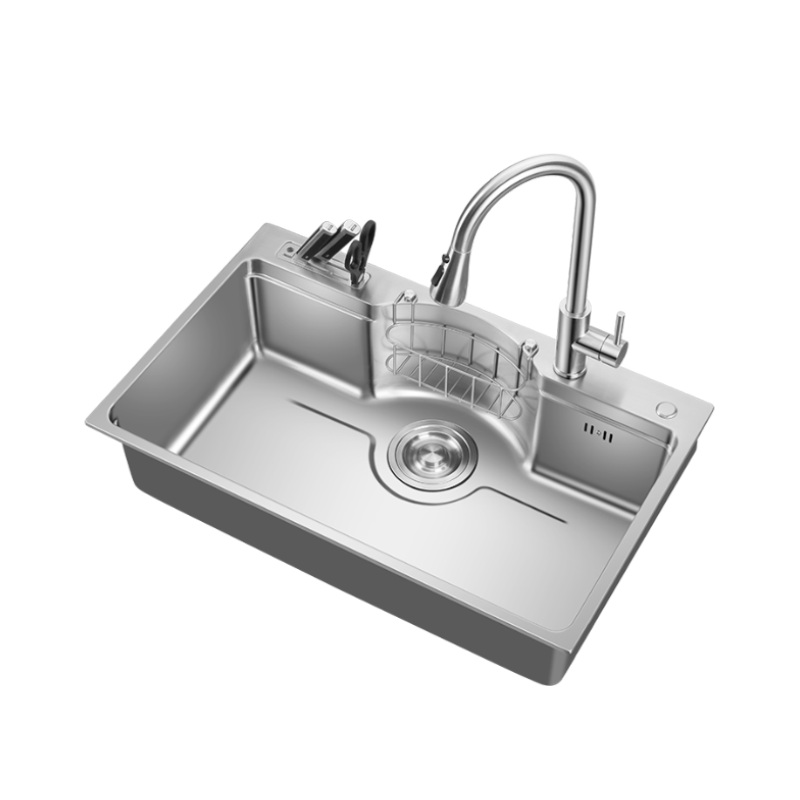 美仕杰拉伸水槽一体式大单槽洗菜池厨房家用洗碗盆304不锈钢水池洗菜