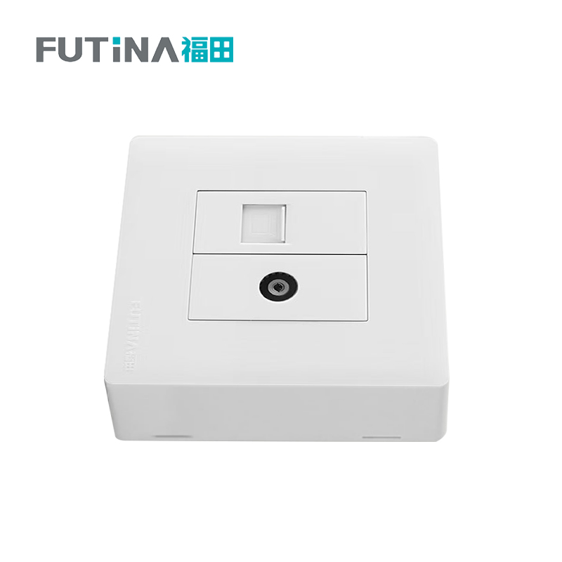 福田 插座 明装开关插座面板明线家用墙壁 明装一位电视一位电脑 单位:个高清大图