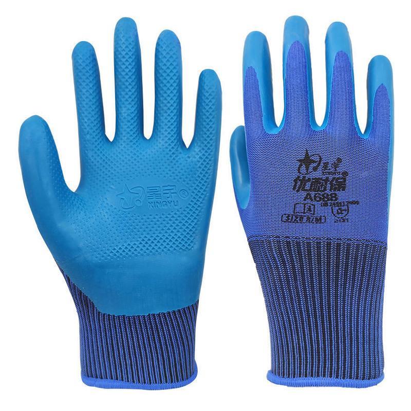 星宇优耐保a688劳保手套浸胶胶皮工作工地超耐磨王干活手套 (12双装)