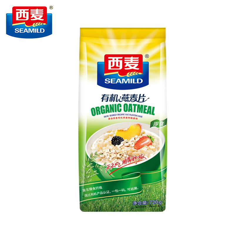 西麦 有机燕麦片720g/袋 即食免煮不添加蔗糖 冲饮麦片 营养谷物早餐