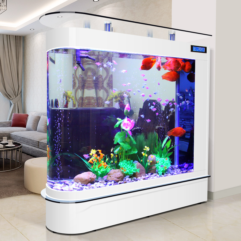 子金鱼缸水族箱大型玻璃生态客厅小型落地免换水家用圆形高清大图