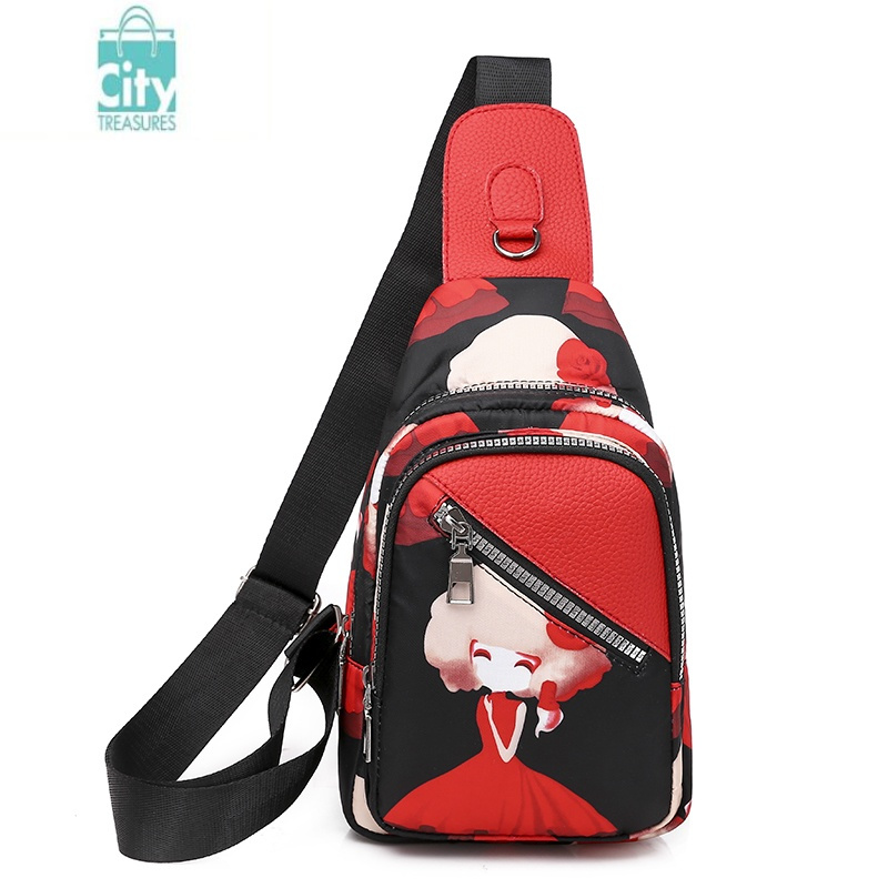 bangdou包包女新款胸包单肩斜挎包时尚百搭迷你牛津布帆布胸前小背包