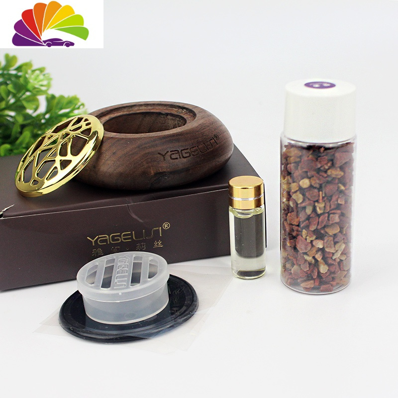 沸石车载香薰座桃木持久淡香木质车用高档男女车内香水