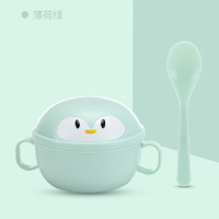 开优米(Kiuimi)儿童碗防摔防烫不锈钢304餐具研磨带手柄双耳小学生宝宝汤吃饭碗婴童碗薄荷绿