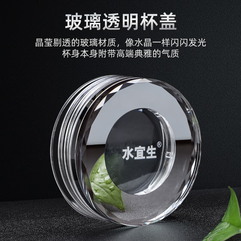 水宜生 520ML双层口杯 玻璃杯 男车载弱碱性水杯 办公室商务泡茶杯 G762 兰草高清大图